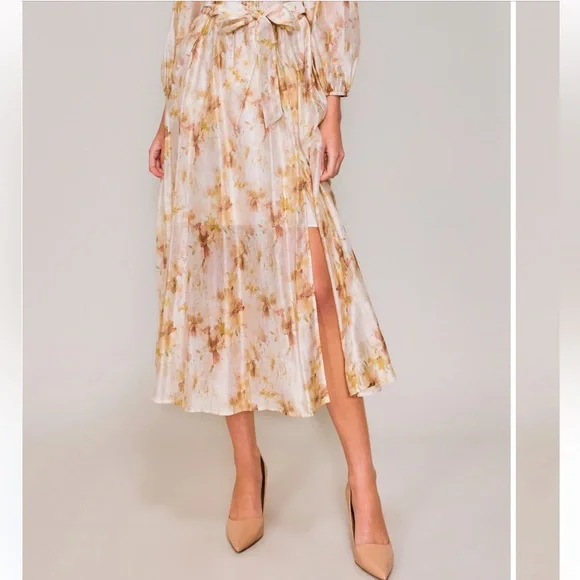 MELLODAY Cream Smocked Off the Shoulder Organza Midi Dress - Picture 15 of 16